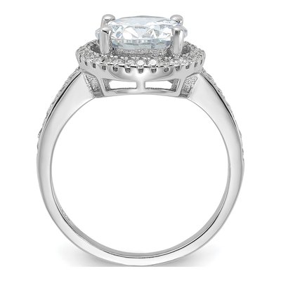Sterling Silver CZ Halo Engagement Ring – view 3