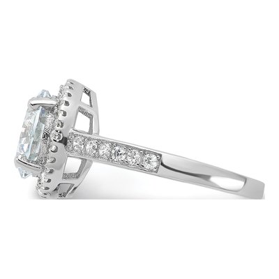 Sterling Silver CZ Halo Engagement Ring – view 4