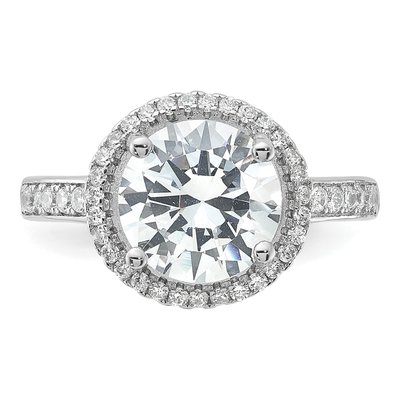 Sterling Silver CZ Halo Engagement Ring – view 5