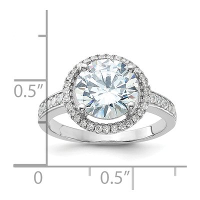 Sterling Silver CZ Halo Engagement Ring – view 6