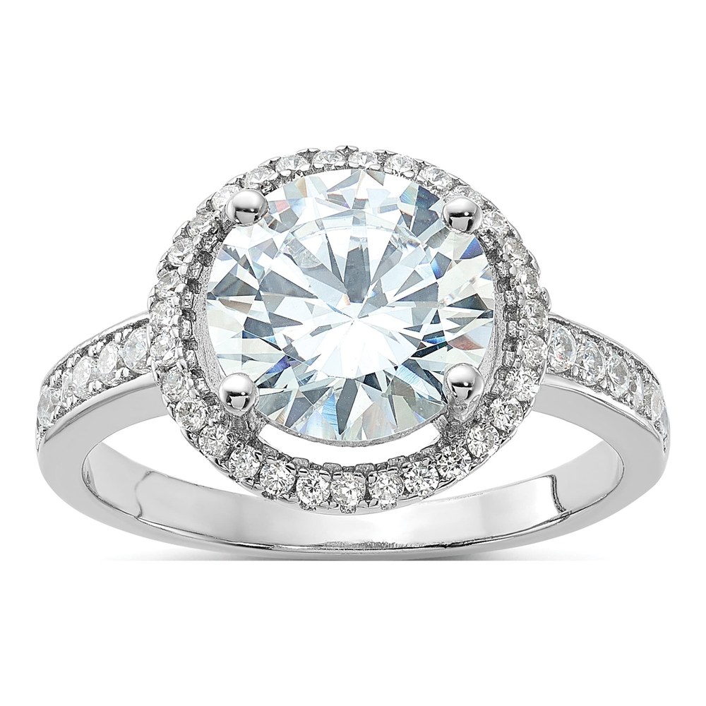 Sterling Silver CZ Halo Engagement Ring