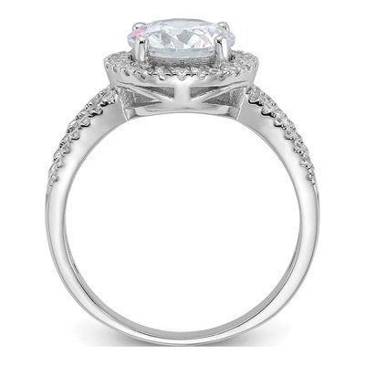Sterling Silver CZ Halo Engagement Ring – view 3