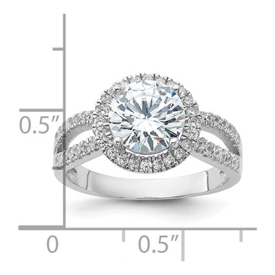 Sterling Silver CZ Halo Engagement Ring – view 6