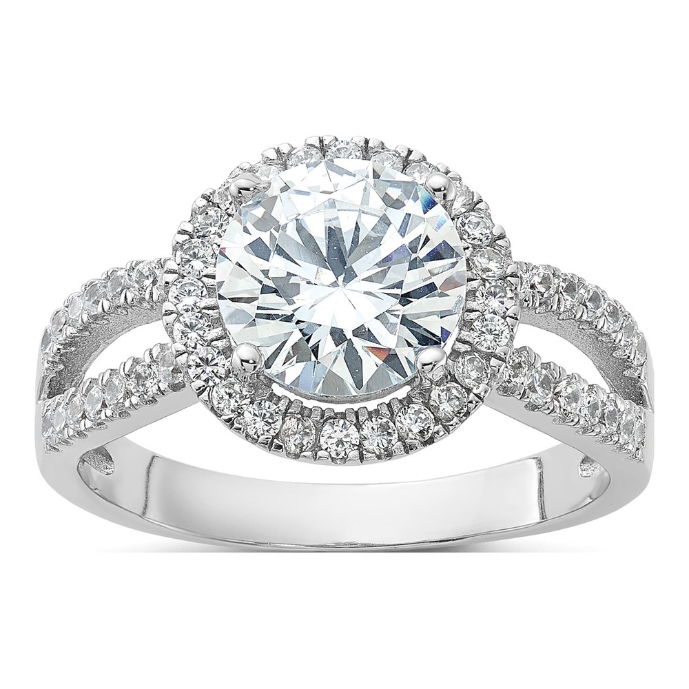 Sterling Silver CZ Halo Engagement Ring