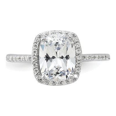 Sterling Silver CZ Cushion Engagement Ring – view 5
