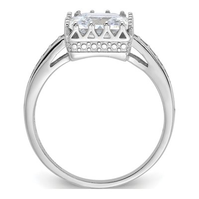 Sterling Silver CZ Square Ring – view 3