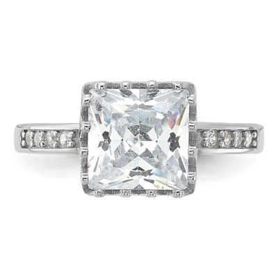 Sterling Silver CZ Square Ring – view 5