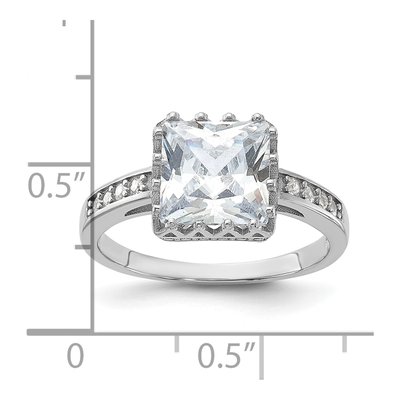 Sterling Silver CZ Square Ring – view 6