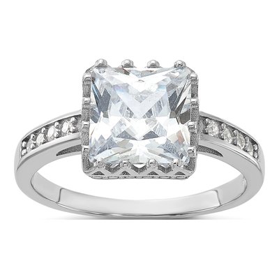 Sterling Silver CZ Square Ring