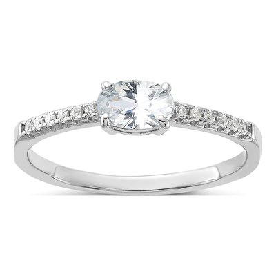 Sterling Silver CZ Oval Ring
