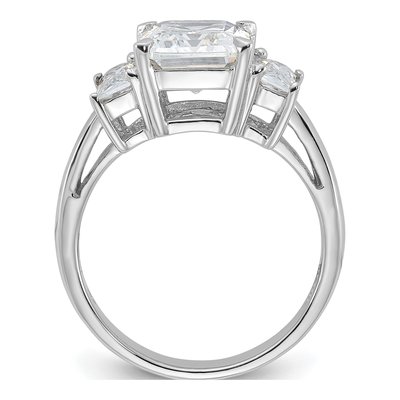 Sterling Silver CZ Emerald-Cut 3-Stone Engagement Ring – view 3