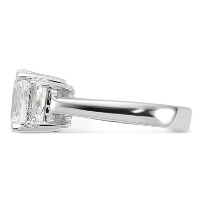 Sterling Silver CZ Emerald-Cut 3-Stone Engagement Ring – view 4