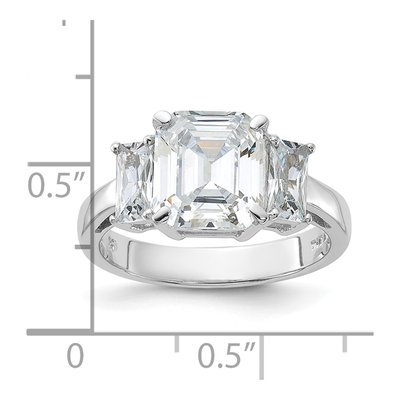 Sterling Silver CZ Emerald-Cut 3-Stone Engagement Ring – view 6