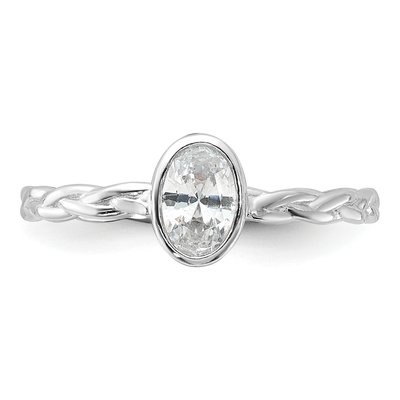 Sterling Silver CZ Braided Ring – view 5