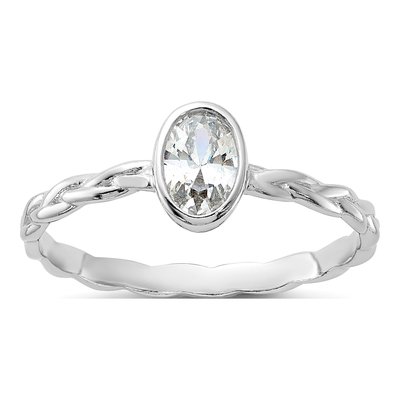 Sterling Silver CZ Braided Ring