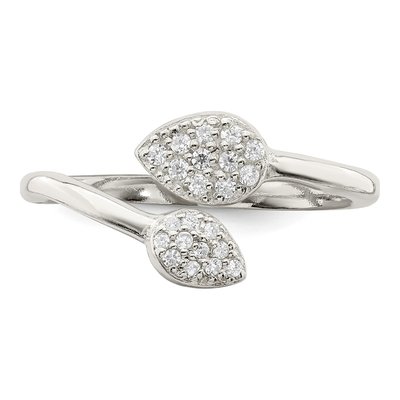 Sterling Silver CZ Leaf Wrap Ring – view 5
