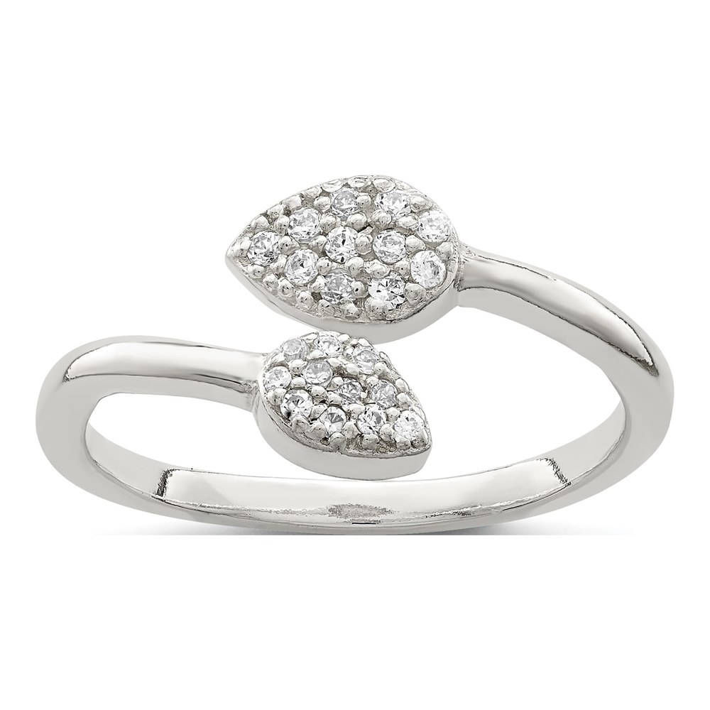 Sterling Silver Cz Leaf Wrap Ring
