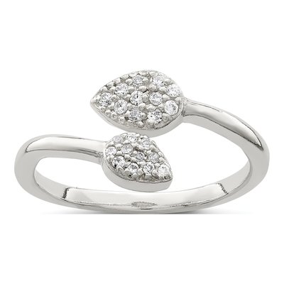 Sterling Silver CZ Leaf Wrap Ring