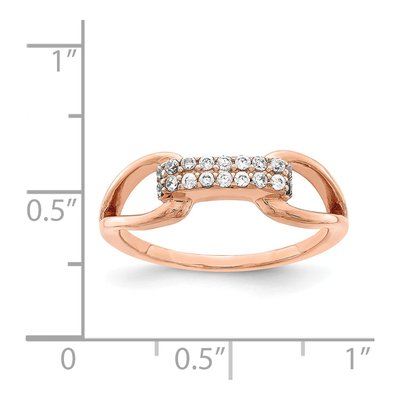 Rose Gold-Plated Sterling Silver CZ Rectangular Ring – view 4