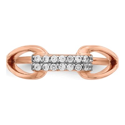 Rose Gold-Plated Sterling Silver CZ Rectangular Ring – view 6