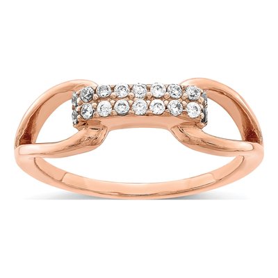 Rose Gold-Plated Sterling Silver CZ Rectangular Ring