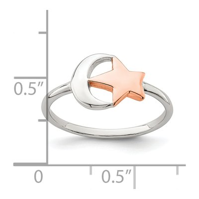 Rose Gold-Plated Sterling Silver Moon Star Ring – view 6