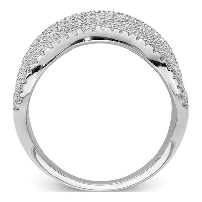 Sterling Silver CZ Multi Wave Design Ring – view 3