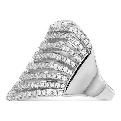 Sterling Silver CZ Multi Wave Design Ring – view 4
