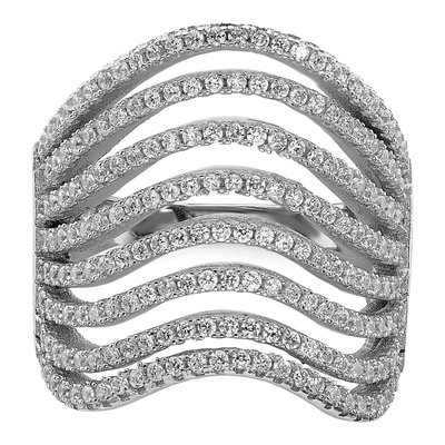 Sterling Silver CZ Multi Wave Design Ring – view 5