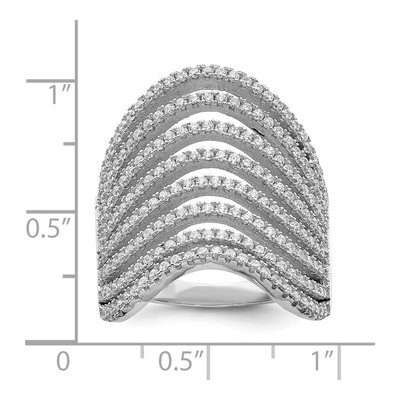 Sterling Silver CZ Multi Wave Design Ring – view 6