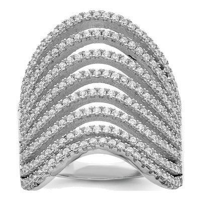 Sterling Silver CZ Multi Wave Design Ring