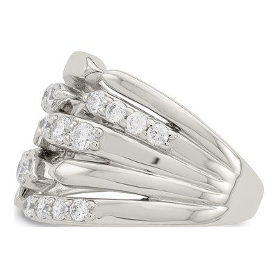 Sterling Silver CZ Fancy Band Ring – view 4