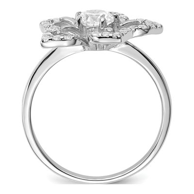 Sterling Silver CZ Flower Ring – view 3