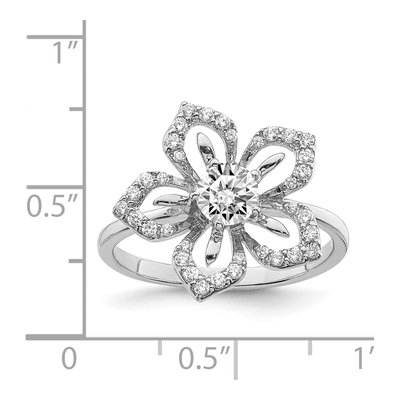 Sterling Silver CZ Flower Ring – view 4