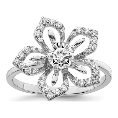 Sterling Silver CZ Flower Ring