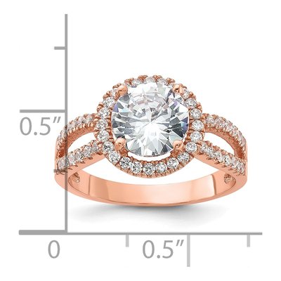 Rose Gold-Plated Sterling Silver CZ Center Halo Engagement Ring – view 4