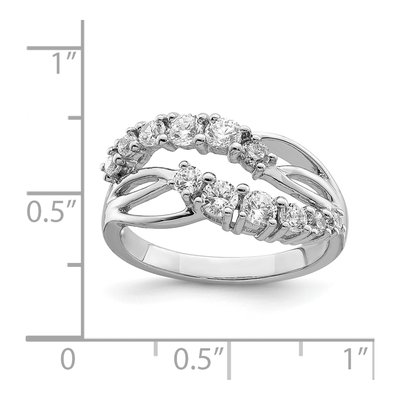 Sterling Silver Wave CZ Ring, Size 6 – view 3