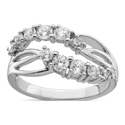 Sterling Silver CZ Wave Ring