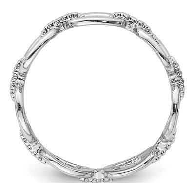 Sterling Silver CZ Bars & Oval Links Band Ring – view 3