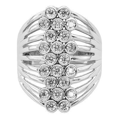 Sterling Silver CZ Multi-Row Bezel Ring – view 6