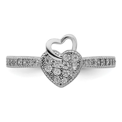 Sterling Silver CZ Heart Ring – view 6