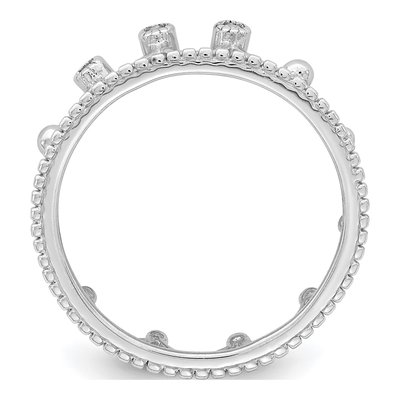 Sterling Silver CZ Crown Ring – view 3