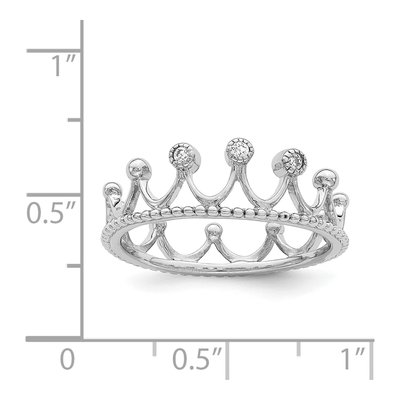 Sterling Silver CZ Crown Ring – view 4
