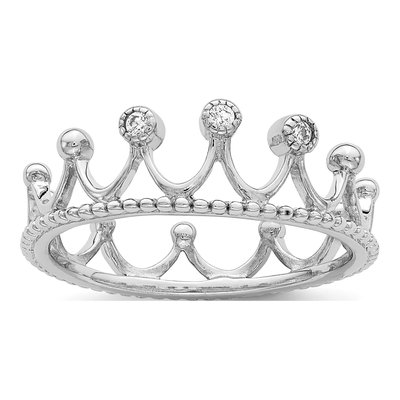 Sterling Silver CZ Crown Ring