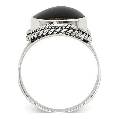 Sterling Silver Lab-Created Onyx Ring – view 3