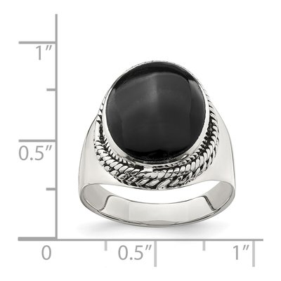 Sterling Silver Lab-Created Onyx Ring – view 4