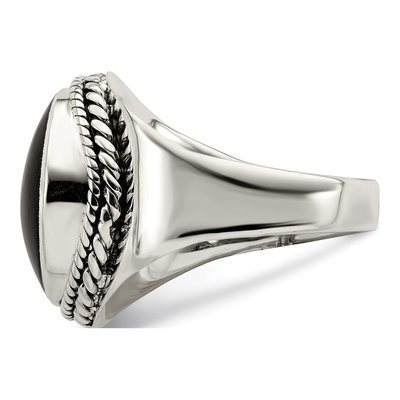 Sterling Silver Lab-Created Onyx Ring – view 5