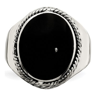 Sterling Silver Lab-Created Onyx Ring – view 6