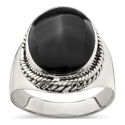 Sterling Silver Lab-Created Onyx Ring