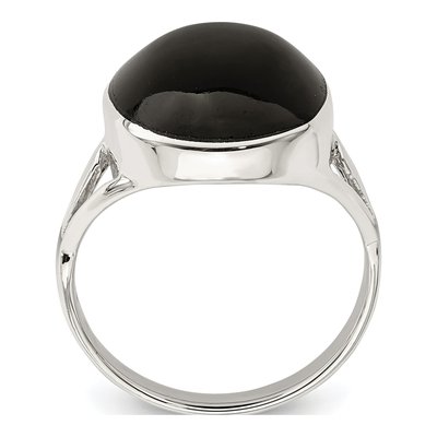 Sterling Silver Lab-Created Onyx Oval Ring – view 3
